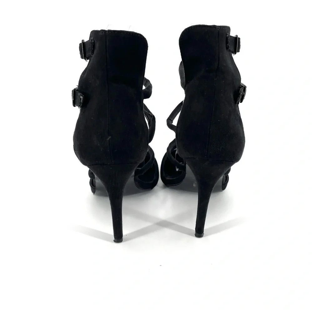 ALDO Black Suede Strappy Almond Toe Heel